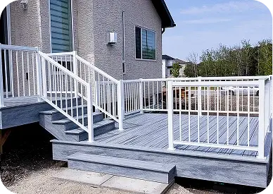Custom composite deck with steel railing